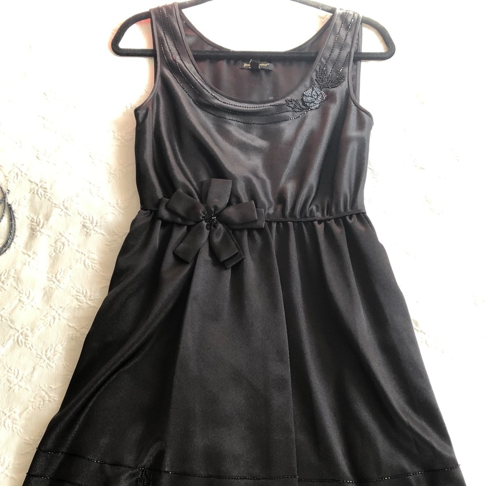 Betsey Johnson Black Evening Beaded Empire Waist Dress - Size 4 Small RETIRED
